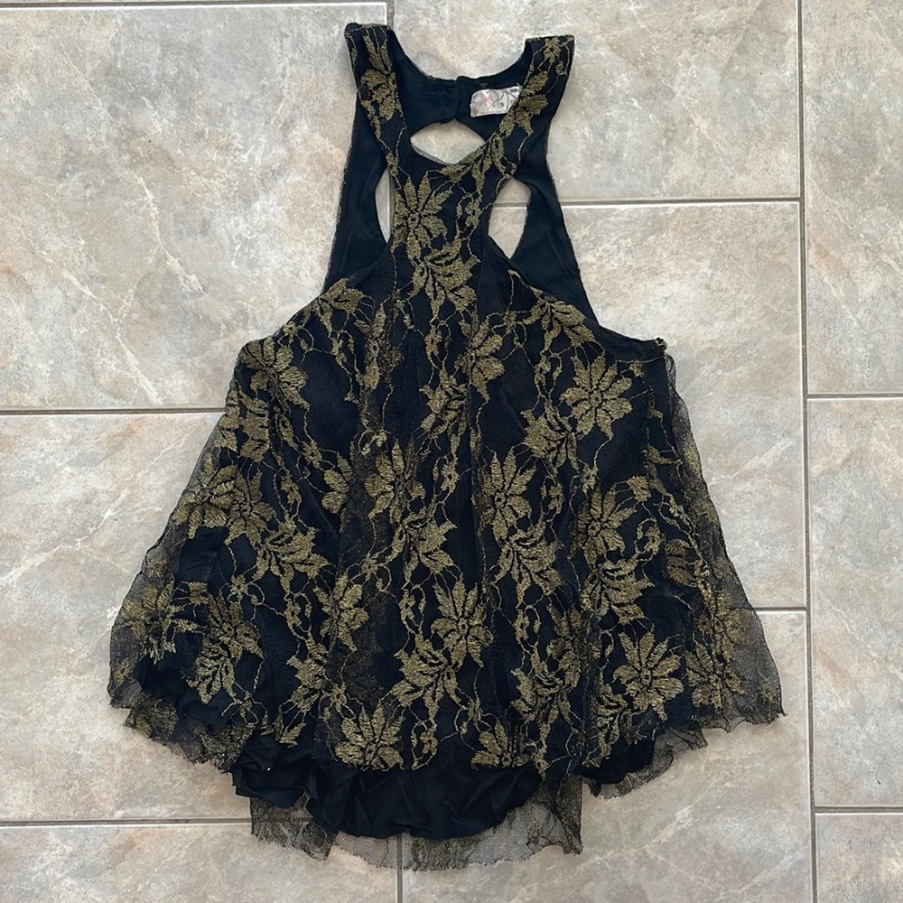 Free People layered flowy floral high neck tank top